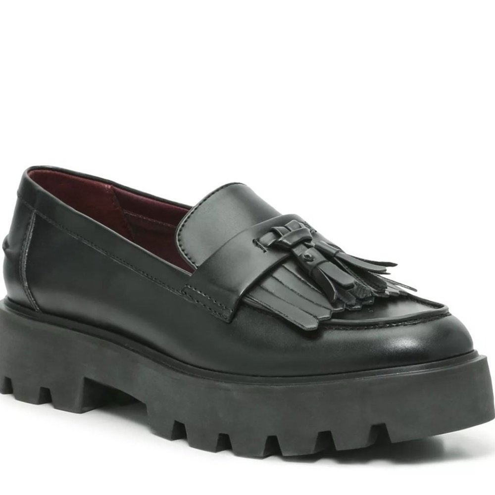 Franco Sarto Bersa Loafer, Women's 10, Lug Sole Chunky Black Platform Loafer